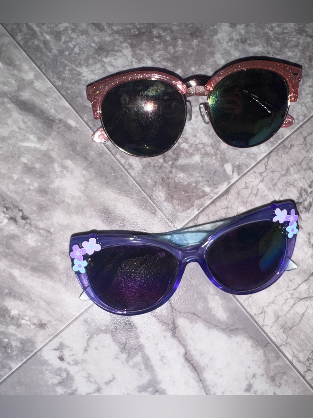 The Children’s Place Girls Sunglasses Lot Purple Floral & Pink Glitter Leopard